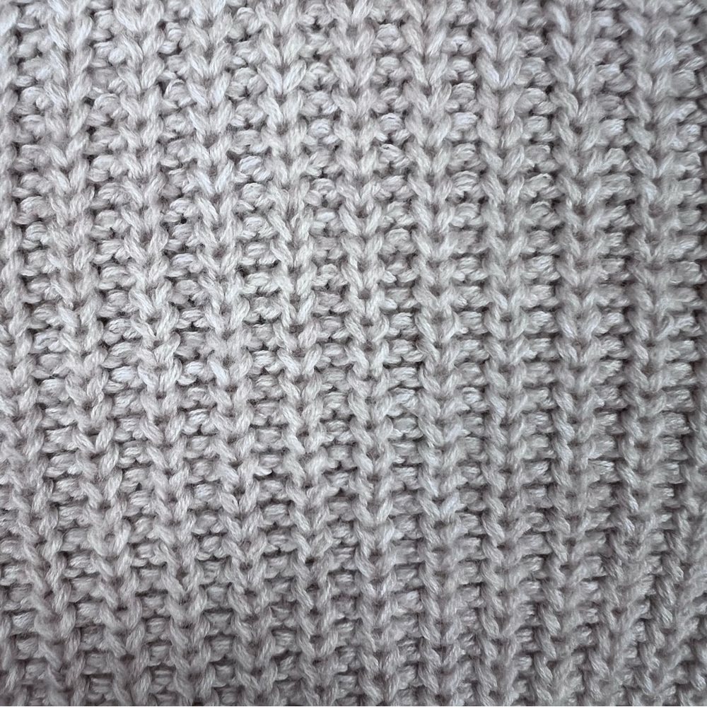 WRAP London Ribbed Chunky Knit Mock Neck Balloon Sleeve Sweater Cream SZ L (12) - Picture 8 of 11